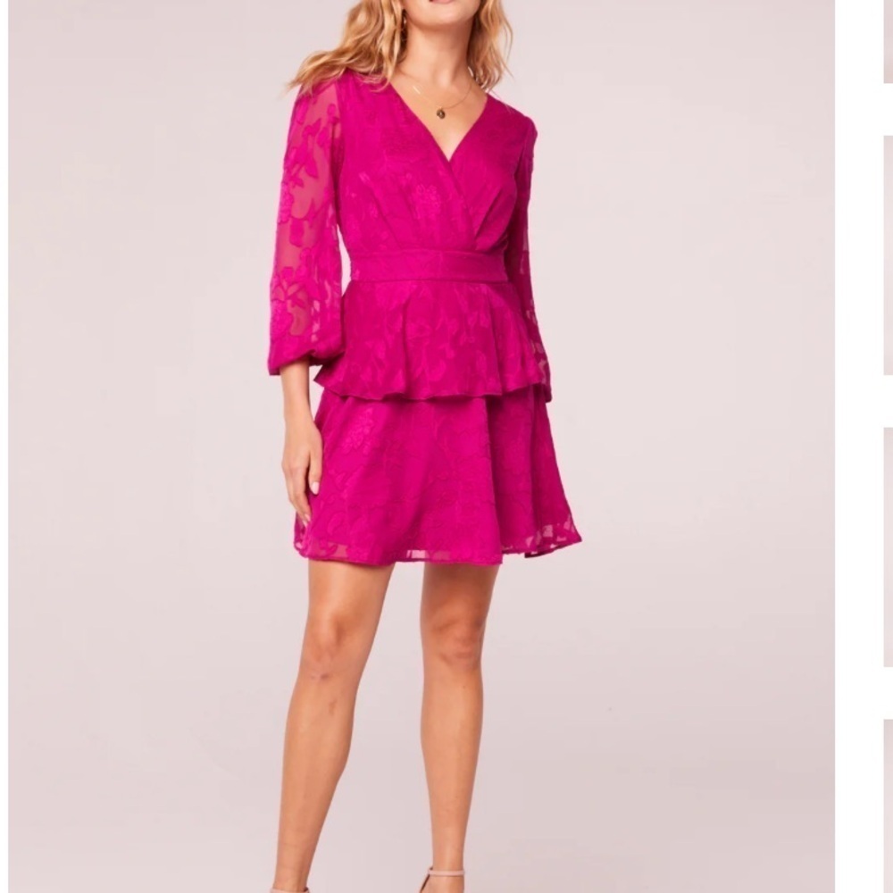 Band of the free NWT KISS ME FUCHSIA PEPLUM MINI DRESS